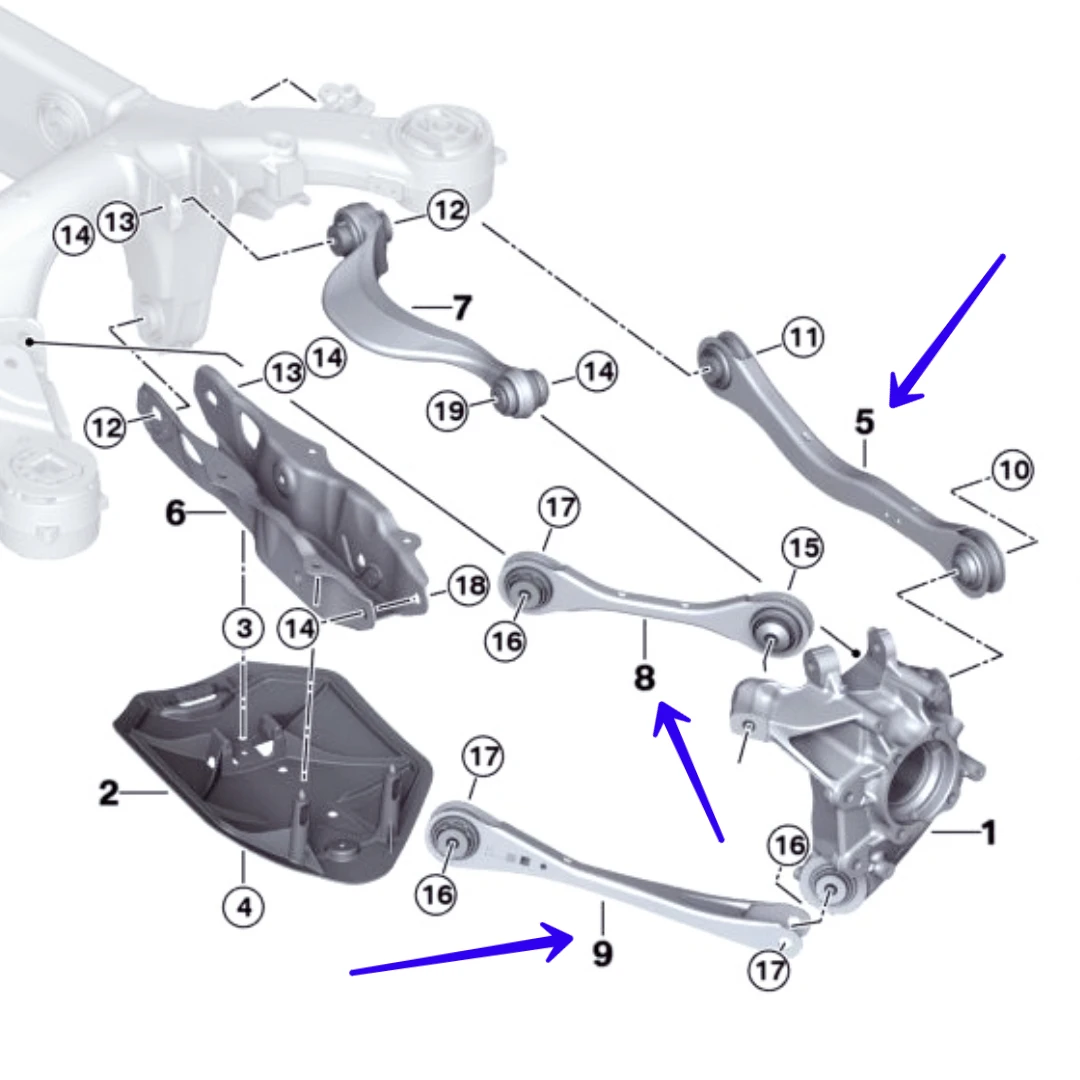 Rear control arm kit Control arms combination For BMW X5 G50 X6 G60 X7 G07 33306878029 33306878030 33306878037 33306878017