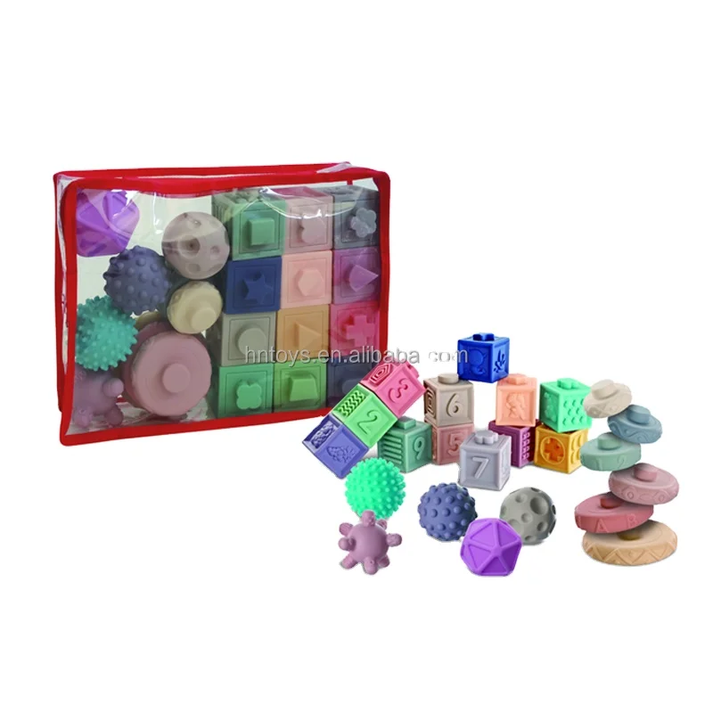 Hot sell funny 23 pcs soft building blocks stacking toy education Baby soft Toy Set