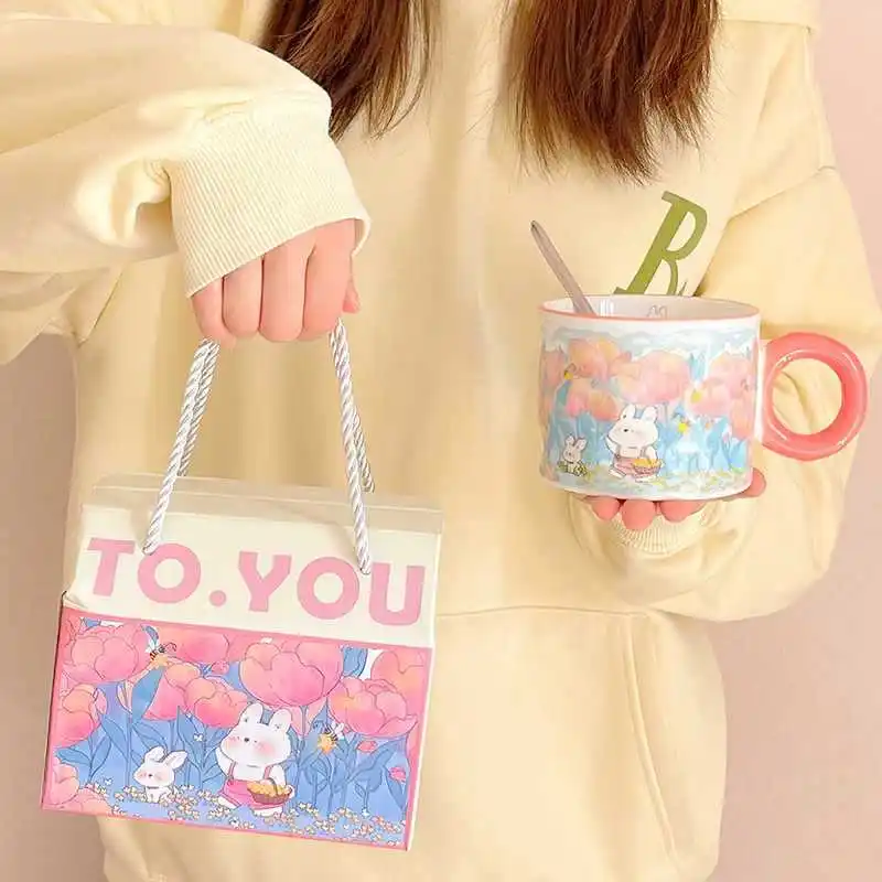 Cup Ceramic Gift Box Souvenir Mug with Cover Creative Birthday Gift for Best Friend Practical Girls