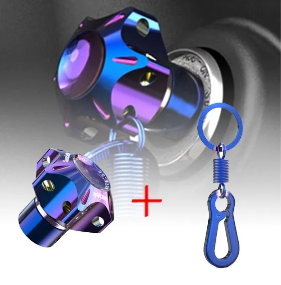 Universal Aluminum Alloy Keychain Modified Burnt Blue DIY Key Cover Shell for Yamaha Motorcycle ATV Keychain Pentagonal Hexagon