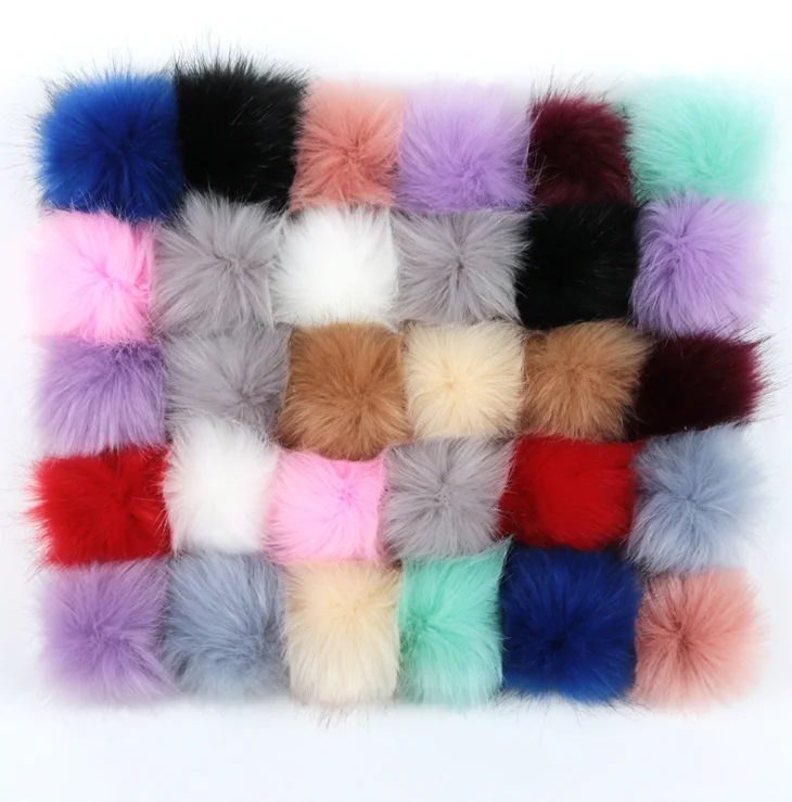 DIY Faux Fox Fur Fluffy Pompom Balls with Elastic Loop Removable Knitting Hat Accessories for Hats Shoes Scarves Bags Keychains