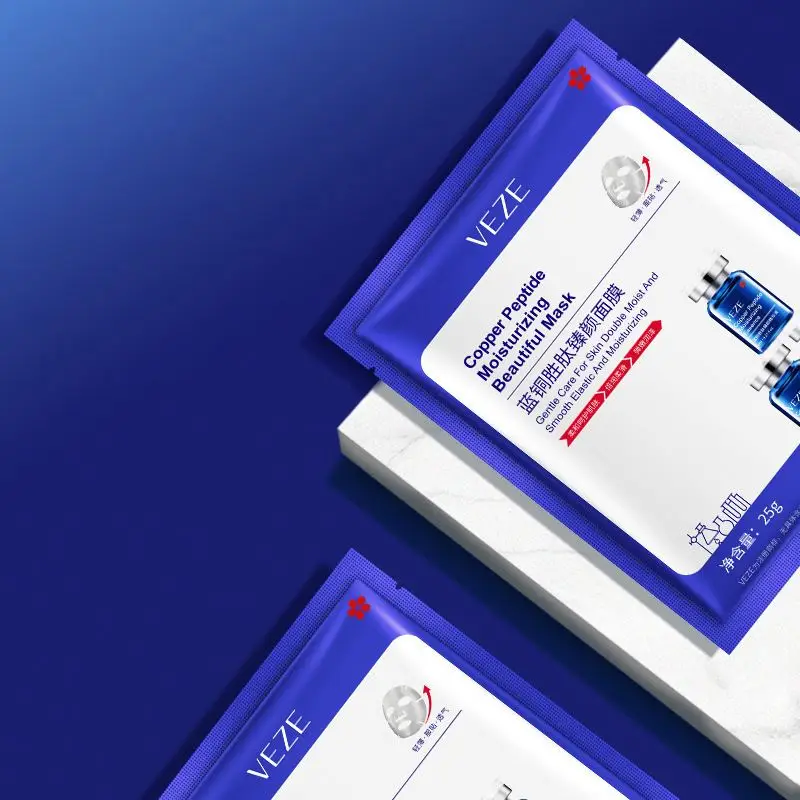 Top OEM VEZE korean wholesale custom blue copper peptide Invisible beauty face skin care products facial mask sheet