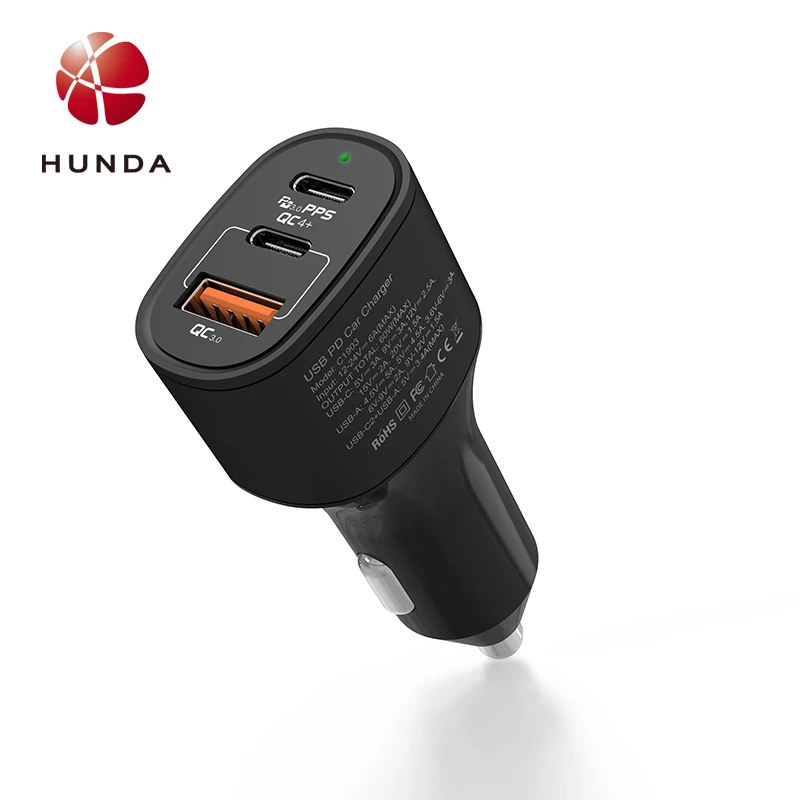 High Quality 60 W Max 3 USB Port Mini Charger PD Car Charger For Mobile Devices