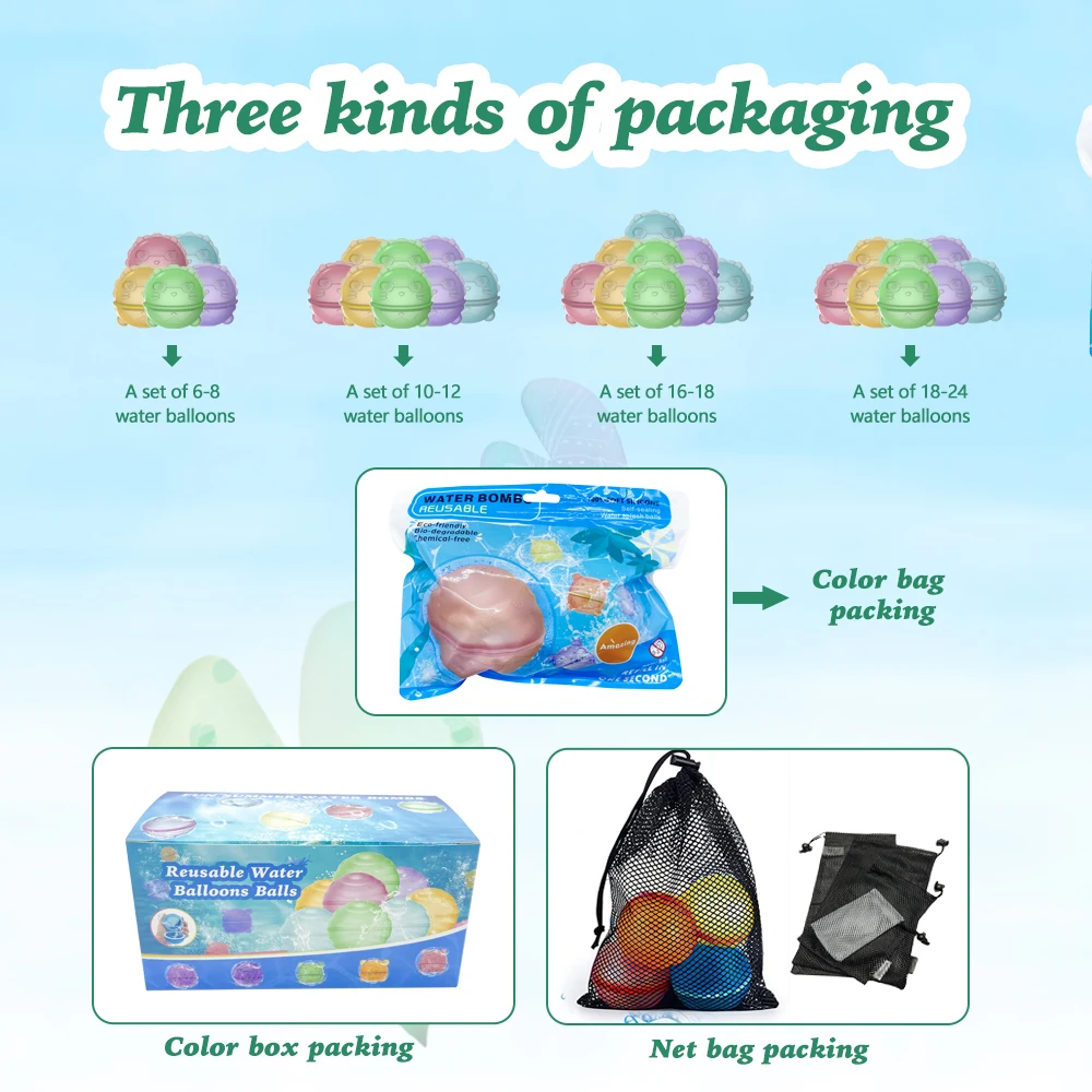 Reusable Water Bomb Balloons, Quick Refillable Water Balloon for Kids Adults,Splash Water Ball for Summer Outdoor Activities