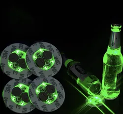 Custom New Style Round Luminous Flash Color Light Up Drinks Cup Mat Bottle Led Coaster Bottle Light Sticker With 3Modes 4 Lights