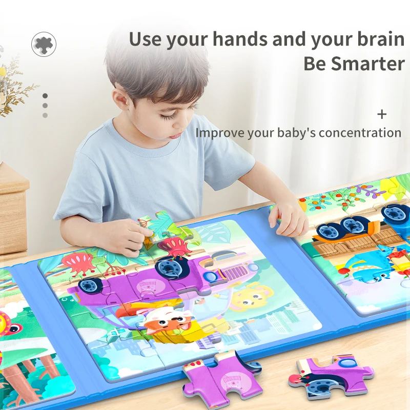 Baby Puzzle 3D Paper Kids Children Early Childhood Educational Toys 1-3-Year-Old Cartoon Wooden Small Jigsaw Puzzle
