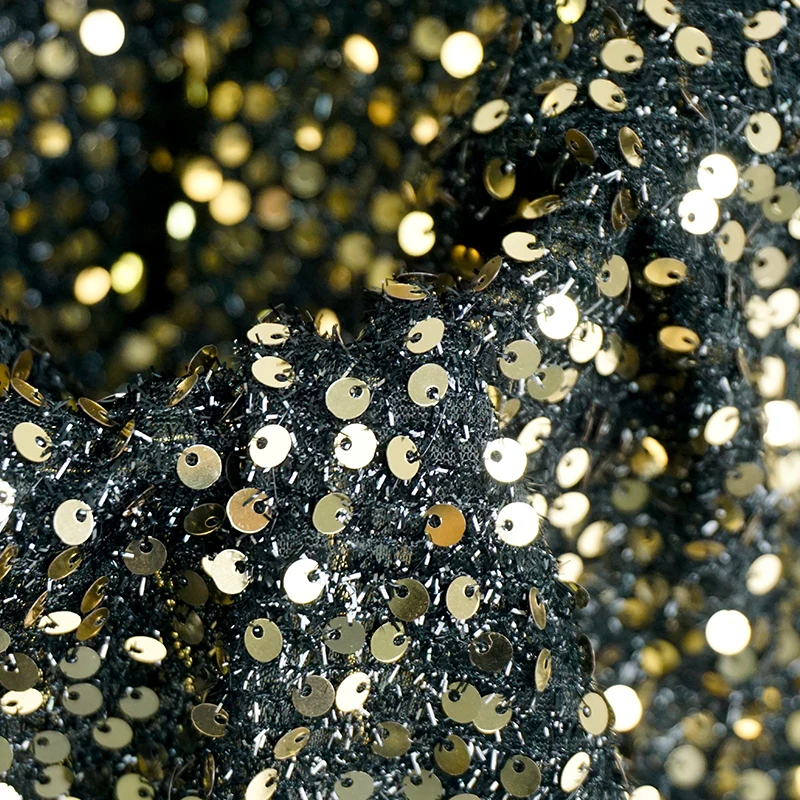 New fashion polyester sequins stretch fabric with sequins velvet fabric sequin velvet for party dress