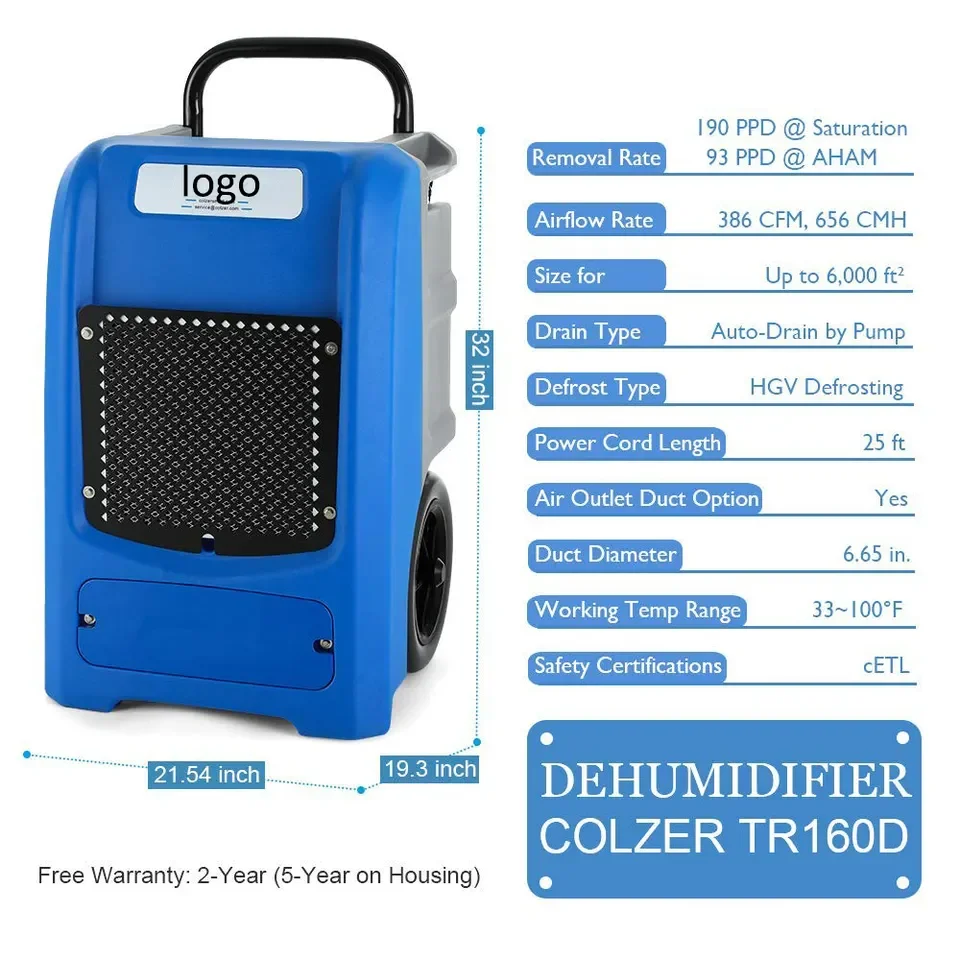 Warehouse Industrial Rotational Molding Refrigerative Dehumidifier