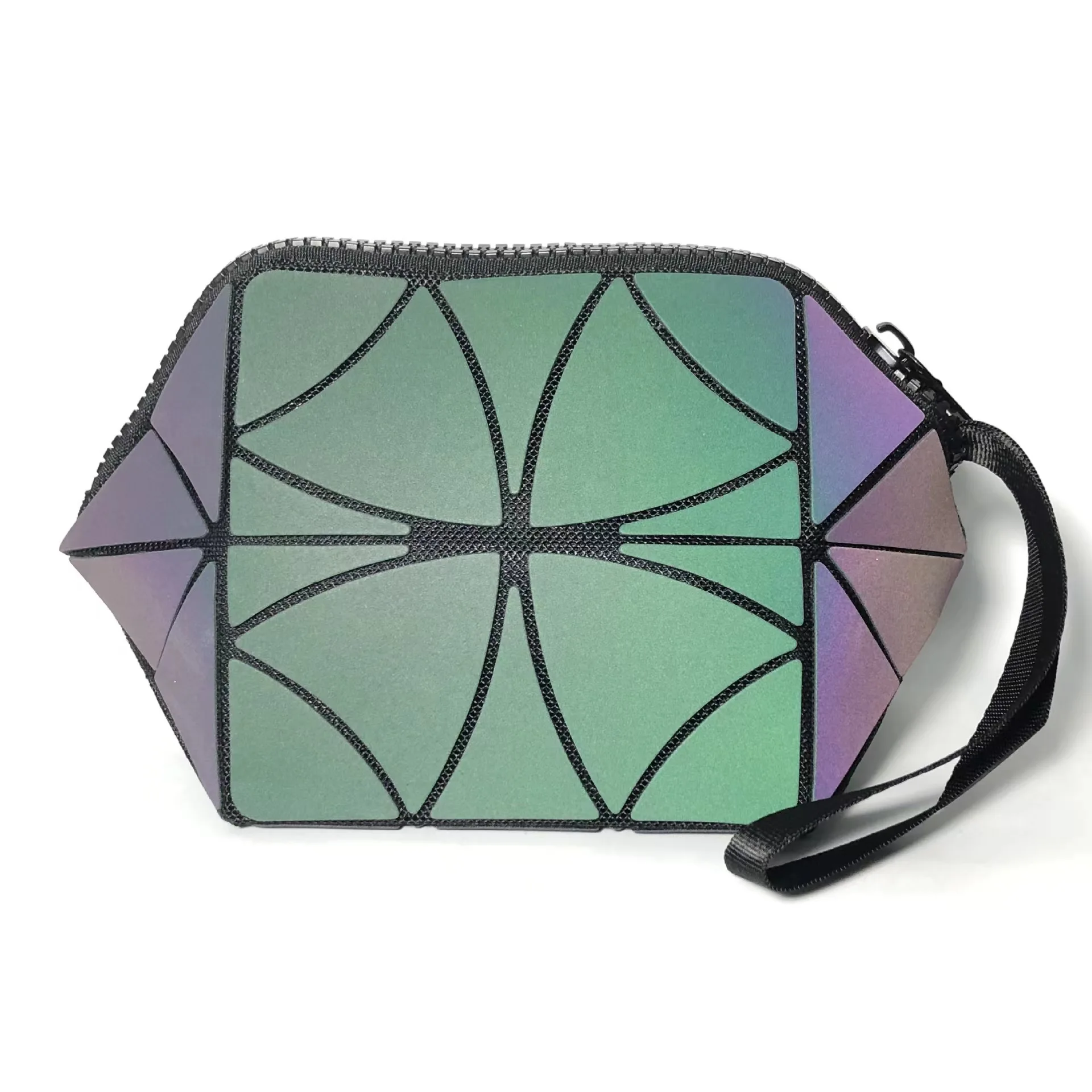 Geometric Cosmetic Bag wholesale custom luxury black travel small PU fabric mini cosmetic bags waterproof Geometric Cosmetic Bag