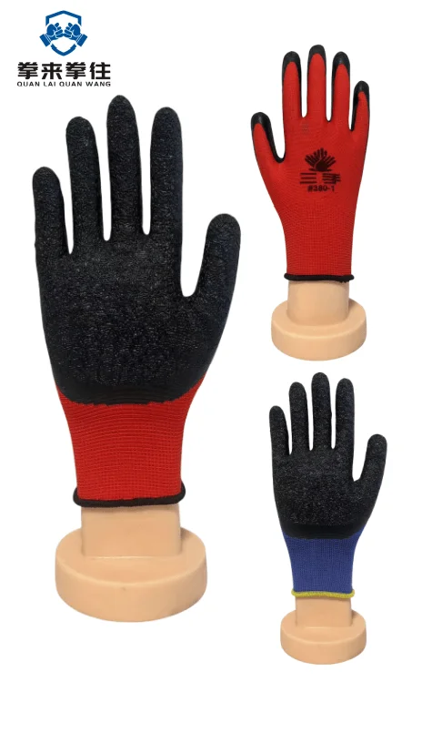 Red 13G Palm Coated custom logo gray black nitrile latex dipped gloves Comfortable Palm  Cheap Wear-resistant Protection Gloves
