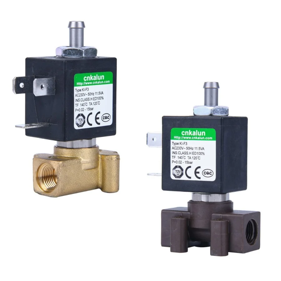Cnkalun  KL-F3 2 station 3 Ways 1/8 Inch Steam Water 24v  220v Brass  Solenoid Valve for coffee machine and steam generators