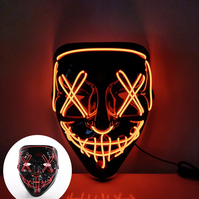 Halloween cosplay party mask Light neon purge mask Halloween scary horror party mask for cosplay