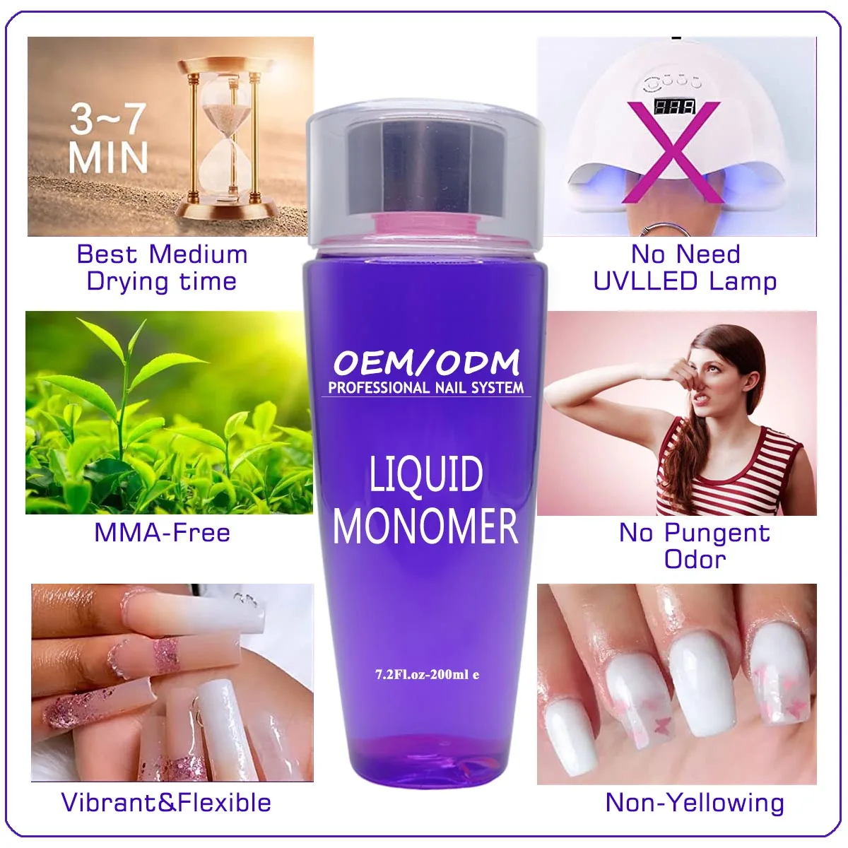 Low odor mix with all powder monomer acrylic nail liquid non mma Manicure Professional items