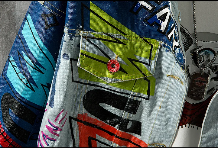 LILUO 2024 Popular vintage ink Korea style indigo blue hippie washed destroy denim men jackets