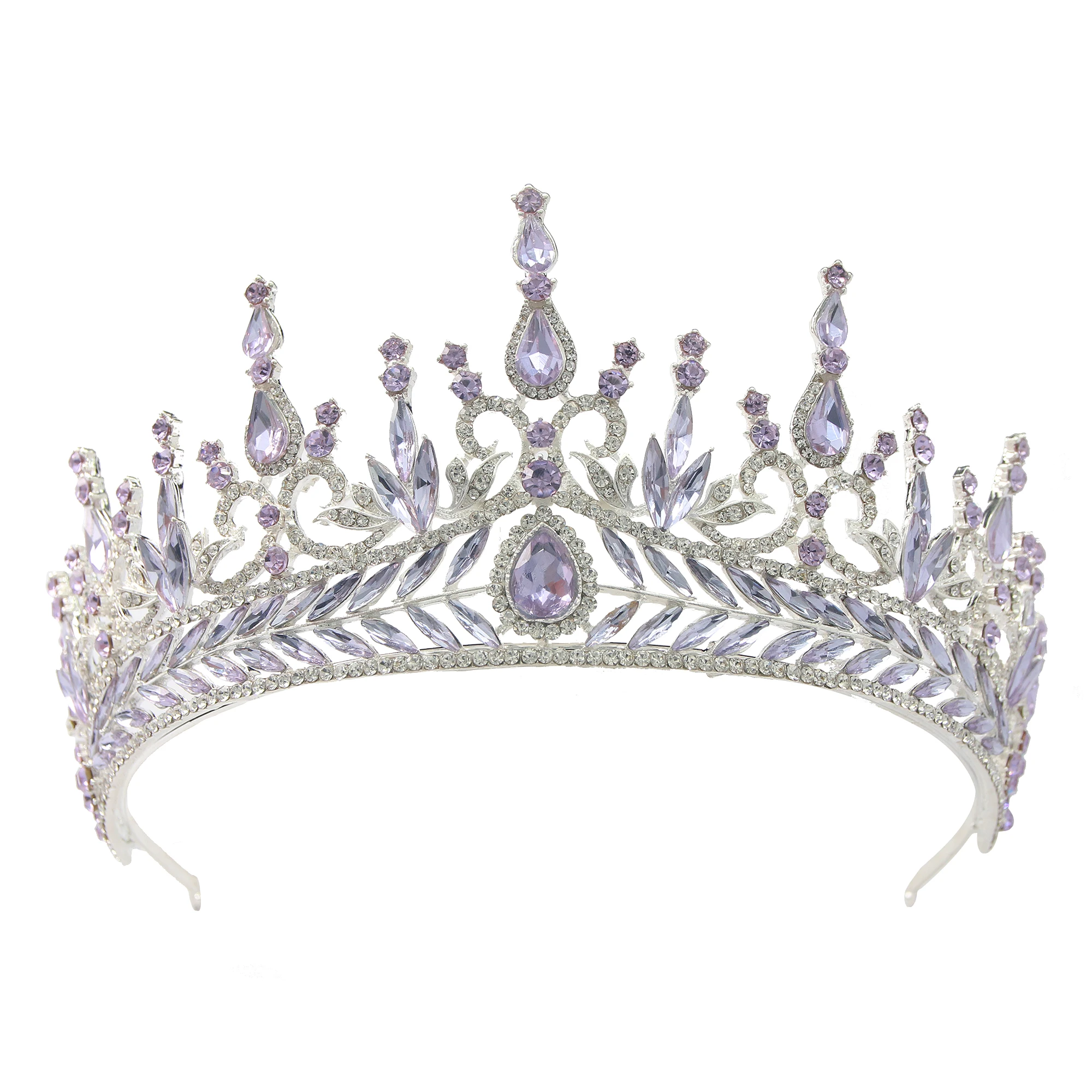 Romantic Bridal Hair Accessories Purple Pageant Crown Ladies Jewelry Accessories Wholesale