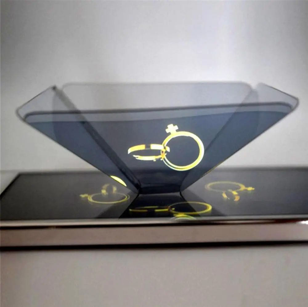 Mini holographic projector 3d hologram projector pyramid for mobile phone cheap promotional gift