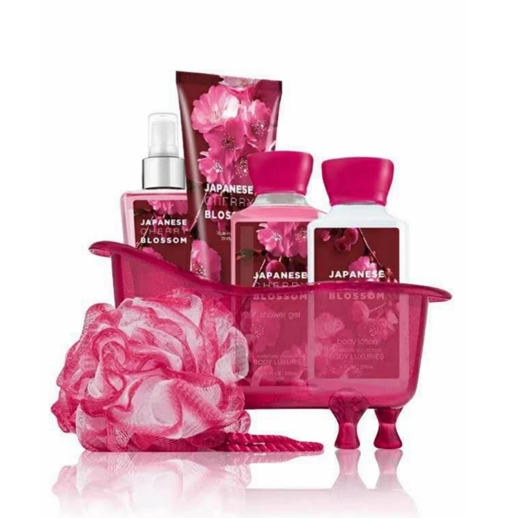 Oem/odm Japanese Cherry Blossom Perfume Bath Spa Gift Set With Bath Ball
