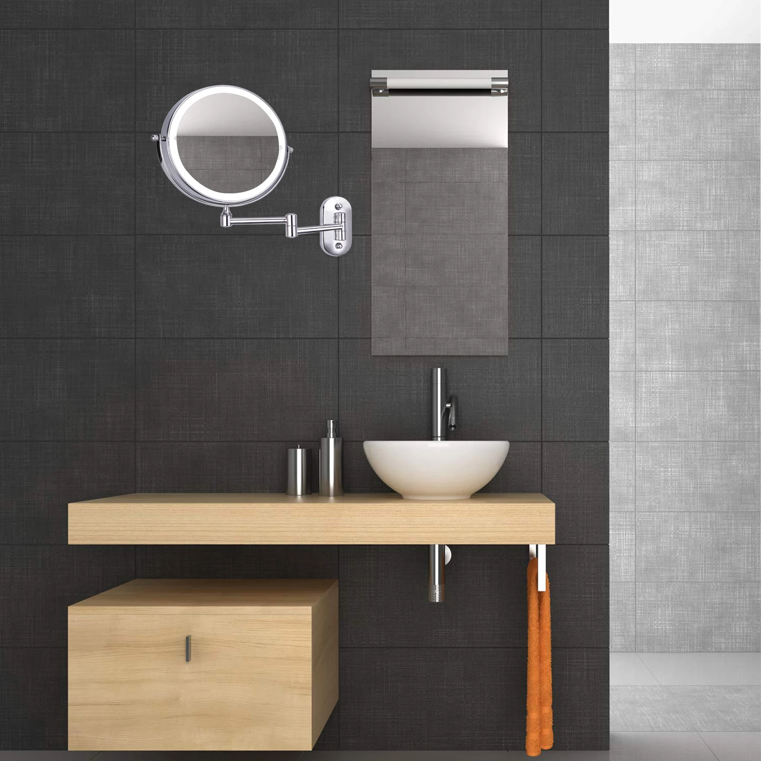 
Espejo Led Cordless Dual Sides Hotel Bathroom Lighted Vanity Makeup Mirror 