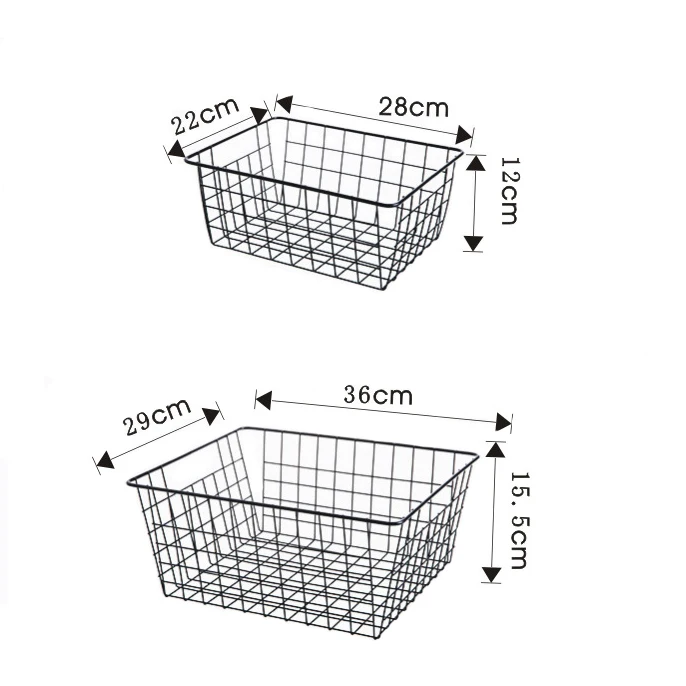 Metal Wire Storage Baskets Iron Mesh Basket Pantry Organizer Grid Bin Baskets for Kitchen Cabinets, Bathroom, Desktop, Closets