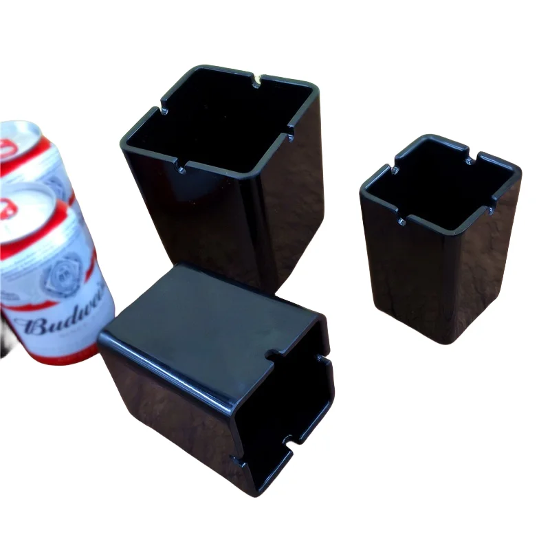 Wholesale high quality easy clean multiple specifications black square/ round cigar ashtray resin melamine ashtray custom