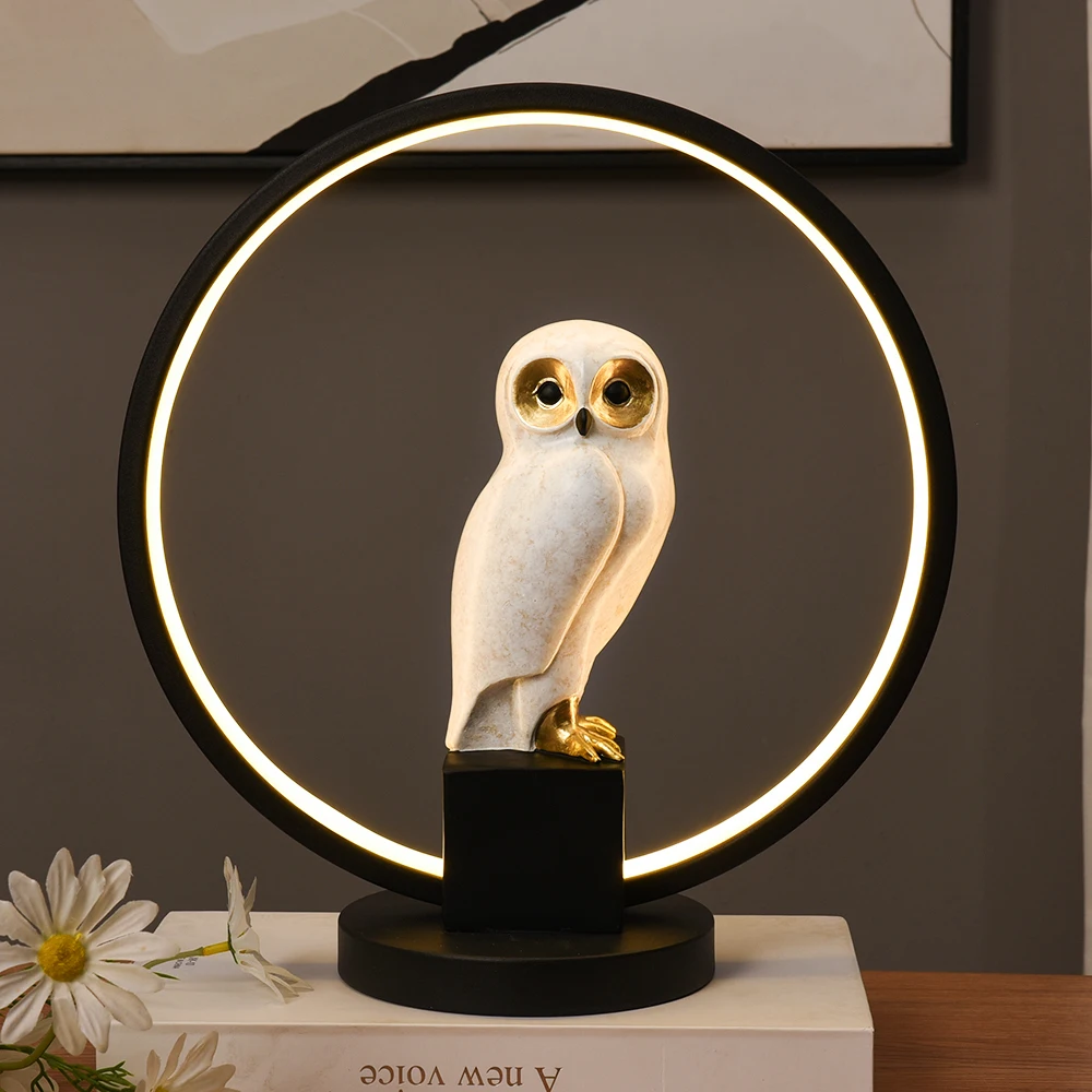 Новейшая креативная 3D-настольная лампа с животными светодиодная Рождественская декор детской комнаты роскошная скульптура совы ночник для дома