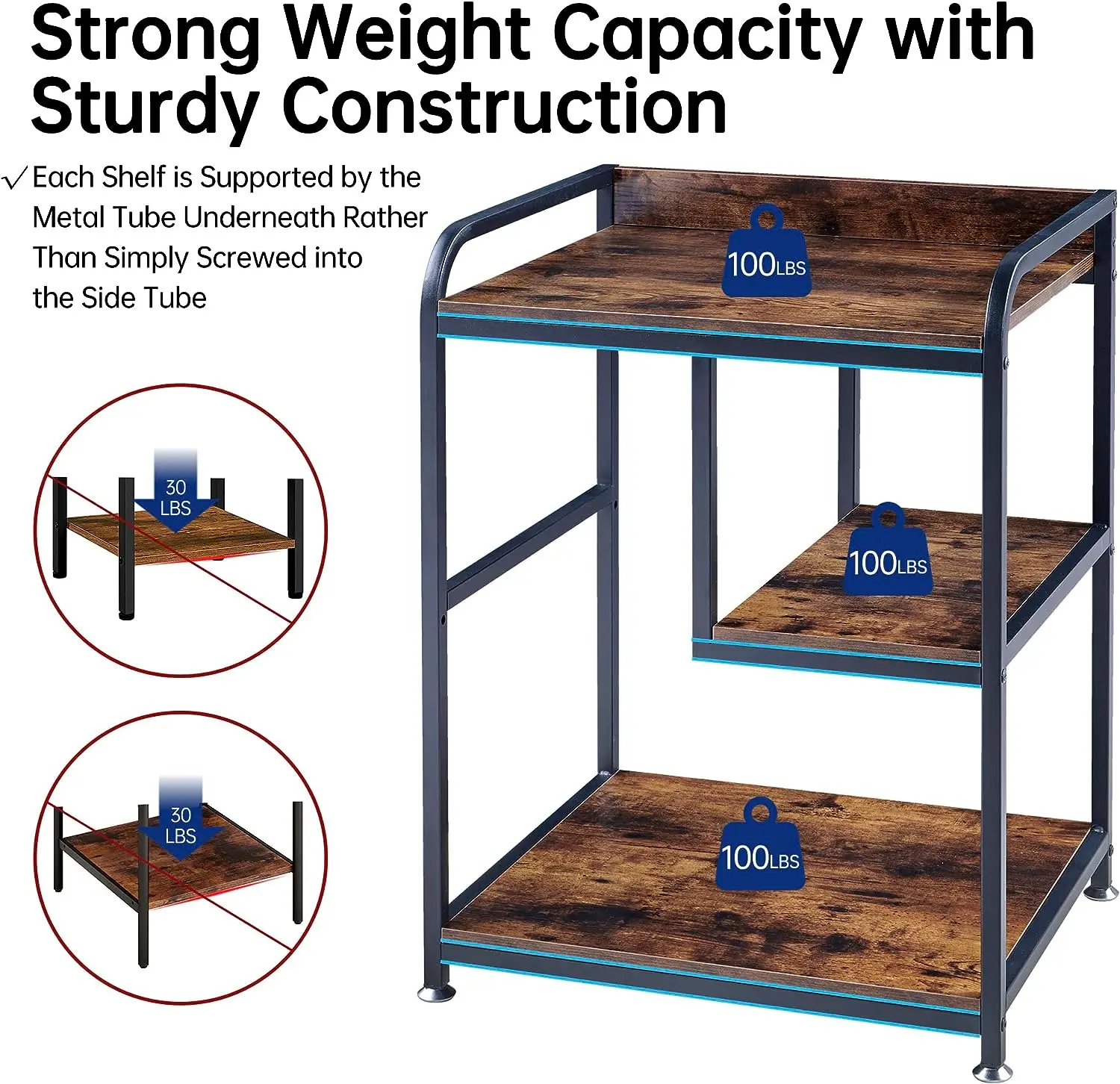 22 x 18 Inch Large Printer Stand Mobile Printer Table with Wheels for Home Office Storage and Organization