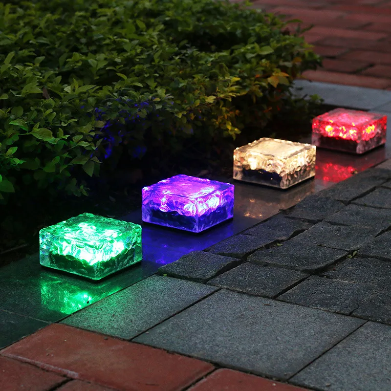 Наружный подземный светильник стеклянный кирпич RGB белый теплый дорожный