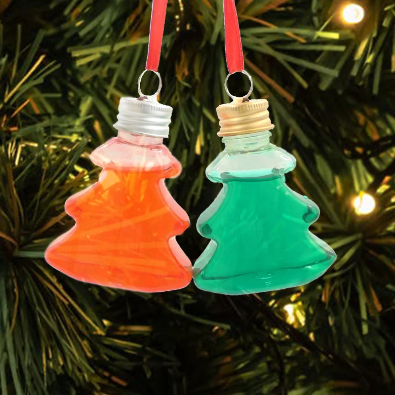 New Patte Christmas Tree Plastic Bottle 50ml juice Booze balls Water Tea Beverage Tree bottle  for Wedding Party Christmas