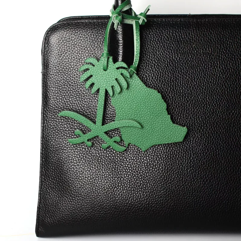 Wholesale PU Leather Saudi Map Palm Tree Bag Charms Keychain Backpack Pendant Women Bag charms Accessories