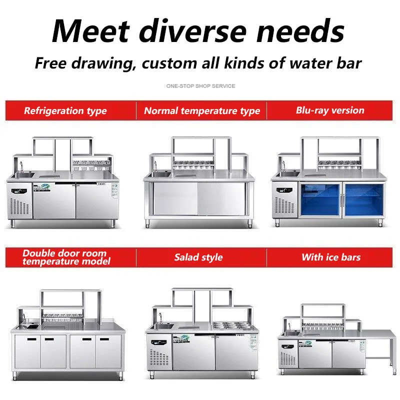 New water bar Taiwan business with milk tea shop salad table cold table led light bar Shaker table coffee shop working cabinet