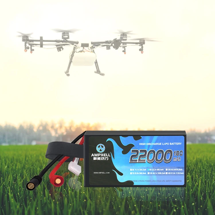 AMPXELL Rechargeable Li Polymer Battery Pack 22000mAh 51.8V 14S 15C li-ion Drone Lipo Battery for 3L/5L Farm Drones