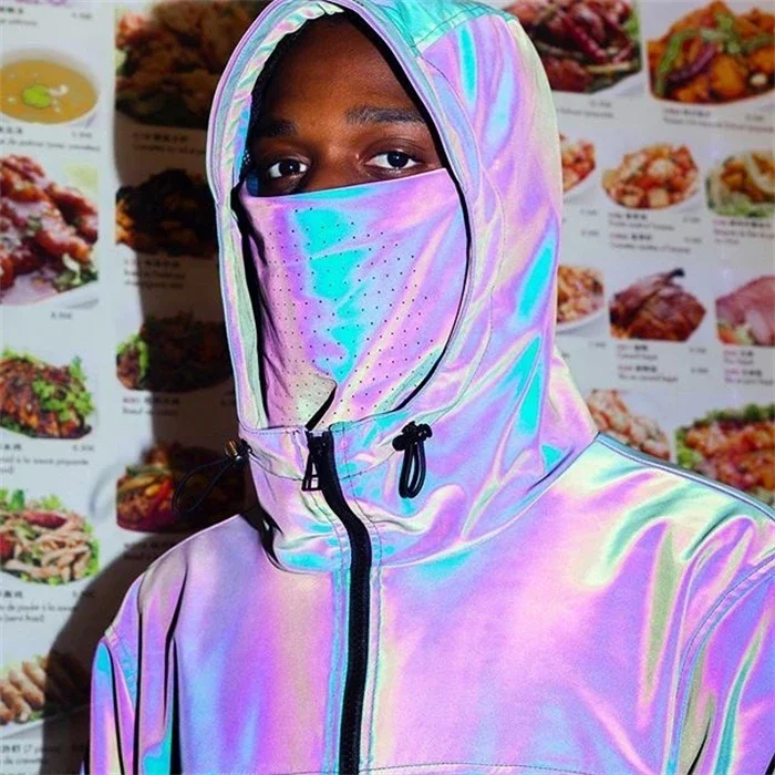 Mens reflective jacket Custom Logo Long Sleeve Running Plain Hoodie High Quality Jacket Men reflective jacket