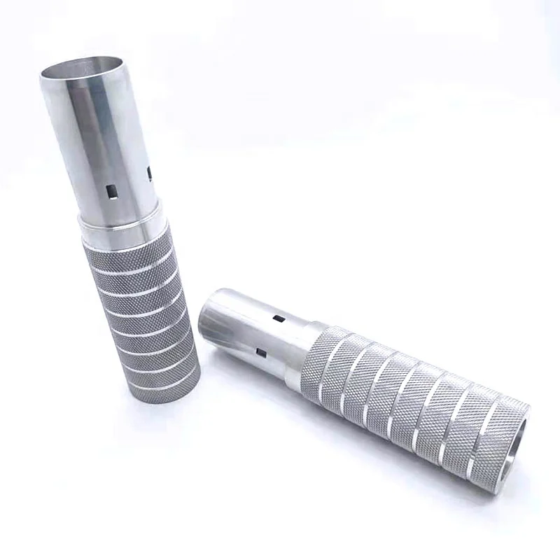 Custom CNC Turned & Millinged Anodized Knurled Aluminum Motorcycle Handle Bar Rapid Prototyping & Micro Machining