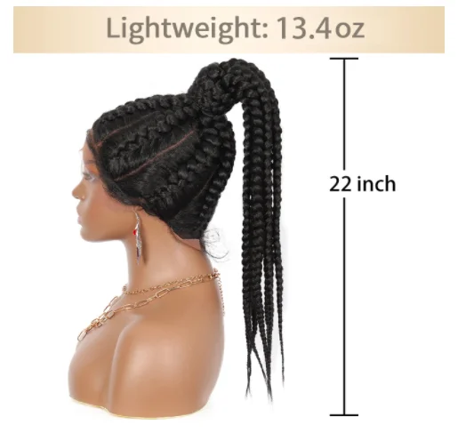 Lace Front Braided Wigs with Baby Hair for Women Japan-made Lightweight Braiding Synthetic High