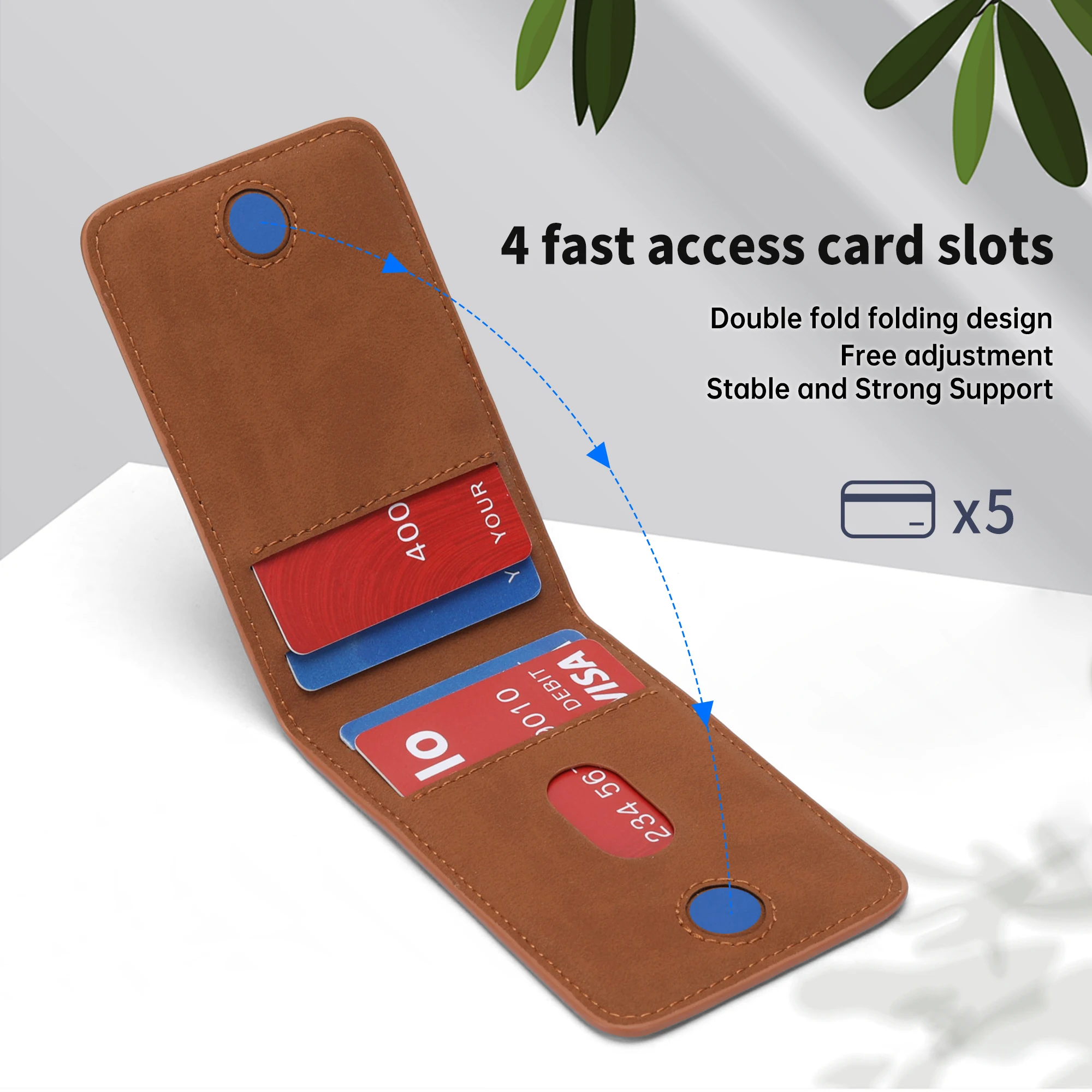 Custom Leather Card Case Magnetic Phone Wallet RFID Blocking Slim Credit Card Holder Minimalist Magnetic Phone Holder