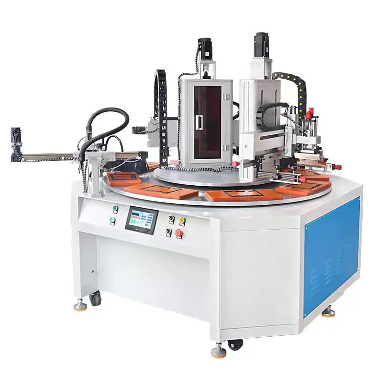 Automatic Two Color Plane Screen Printer Rotary Silk Screen Printing Machine For License Plate Flying Saucer Flat Object