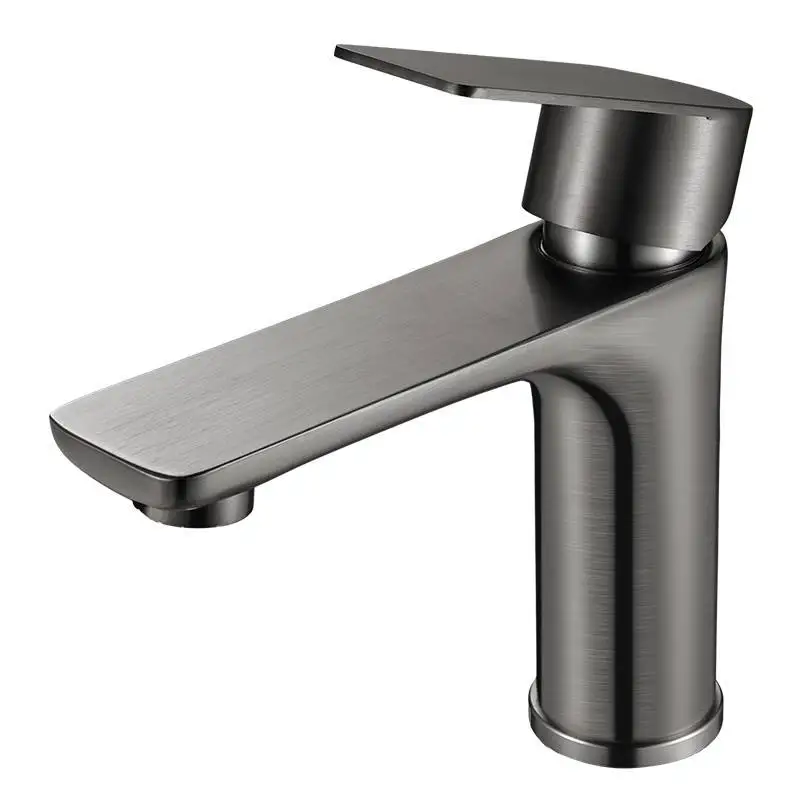 Modern Single-Hole Basin Mixer Faucet by Manufacturer Custom Colour Stainless Steel Gray Single Handle with Ceramic Valve Core