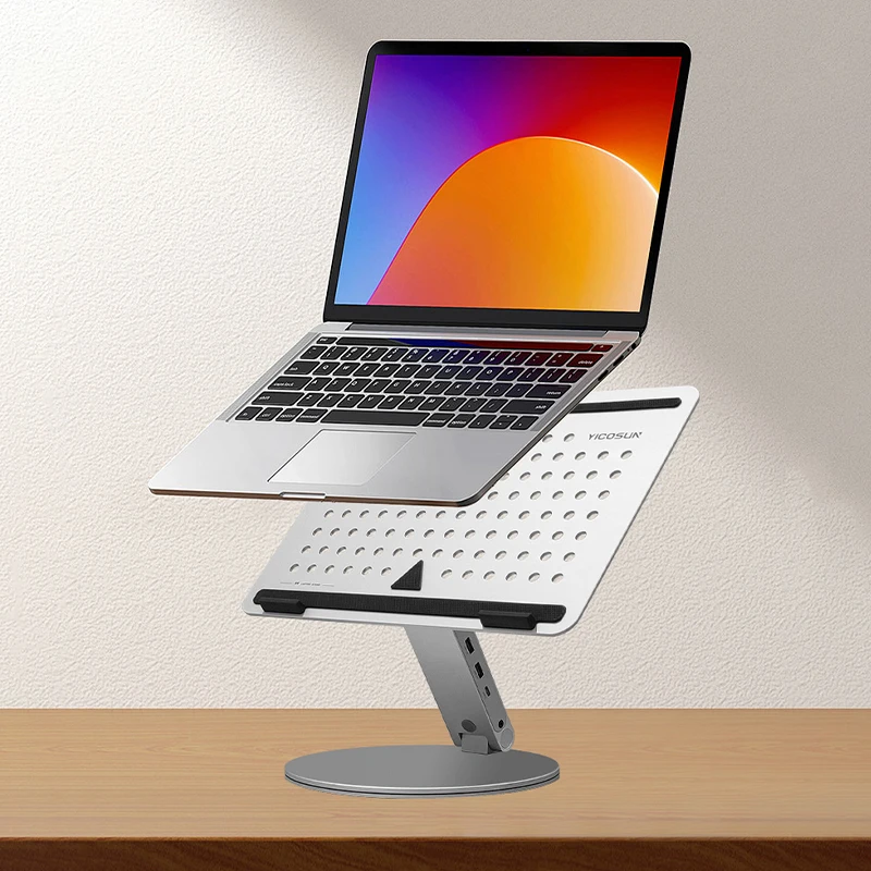 360 Rotation Height Adjustable Tablet Pc Stand 6 In 1 Multi Ports Usb Hub Pd 100W Laptop Stands With Docking Station