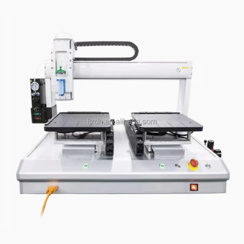 Liujiang twin table 4 axis automatic desktop glue robot machine 30cc/50cc/70ml dispensing unit