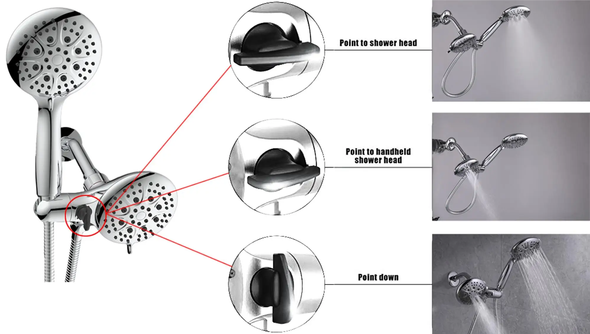 
Bathroom accessories Shower head with switch shower diverter valve 