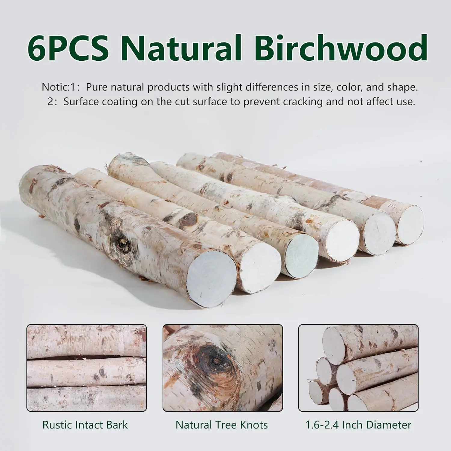 Wholesale Decorative Natural Birch Log Crafts,DIY,White Birch Logs for Fireplace Decor Firewood