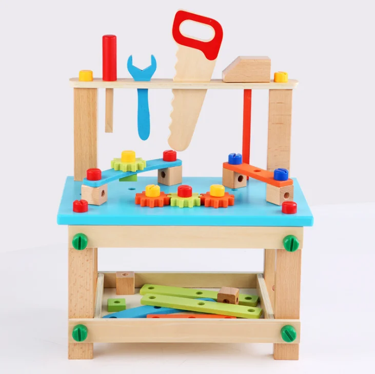 New style hot selling outdoor garden wooden tool bench toy tool set pretend play wood tool kit toys for kids