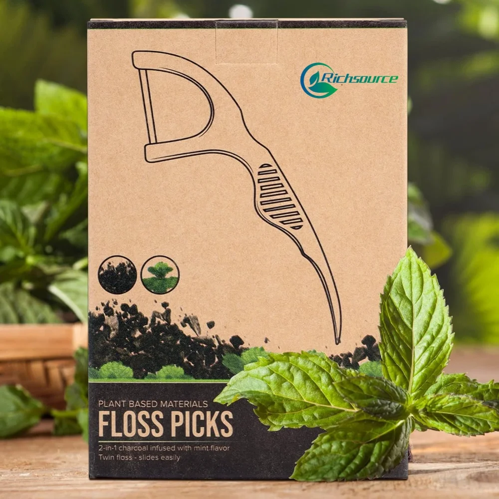 factory export 100% Biodegradable Pla Handle Toothpick biodegradable floss Corn Fiber Tooth Floss Pick Dental Floss Pick