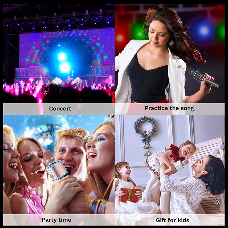 Best Selling Family KTV Mic Portable Gold Wireless Professional Karaoke Microphone Mini USB Handheld Bluetooth Karaoke