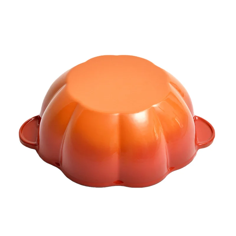 Custom orange 24CM pumpkin pot cast iron enamel crock pot non-stick oven  double handle induction cooker with lid gas universal
