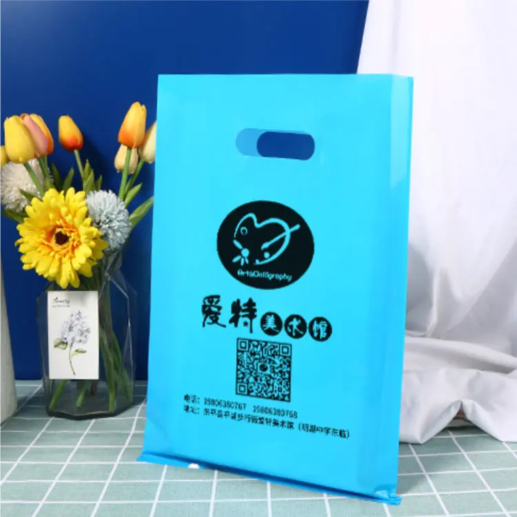 Custom Printed Logo Design LDPE/HDPE handle plastic bag die cut bag shopping bag for clothing/shoe packing