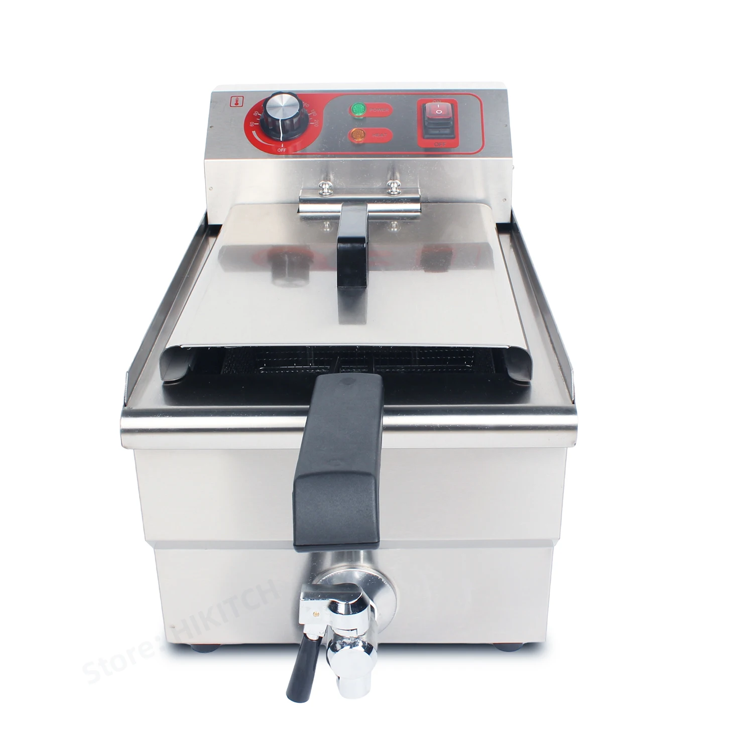 Electric fryer 101V commercial single tank basket deep fryer 10 liters French fries chicken wings frying machine with oil faucet