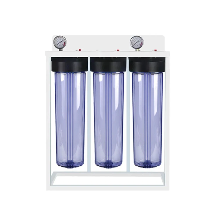 Transparent 20 inch Jumbo housing water filter housing with pressure gauge