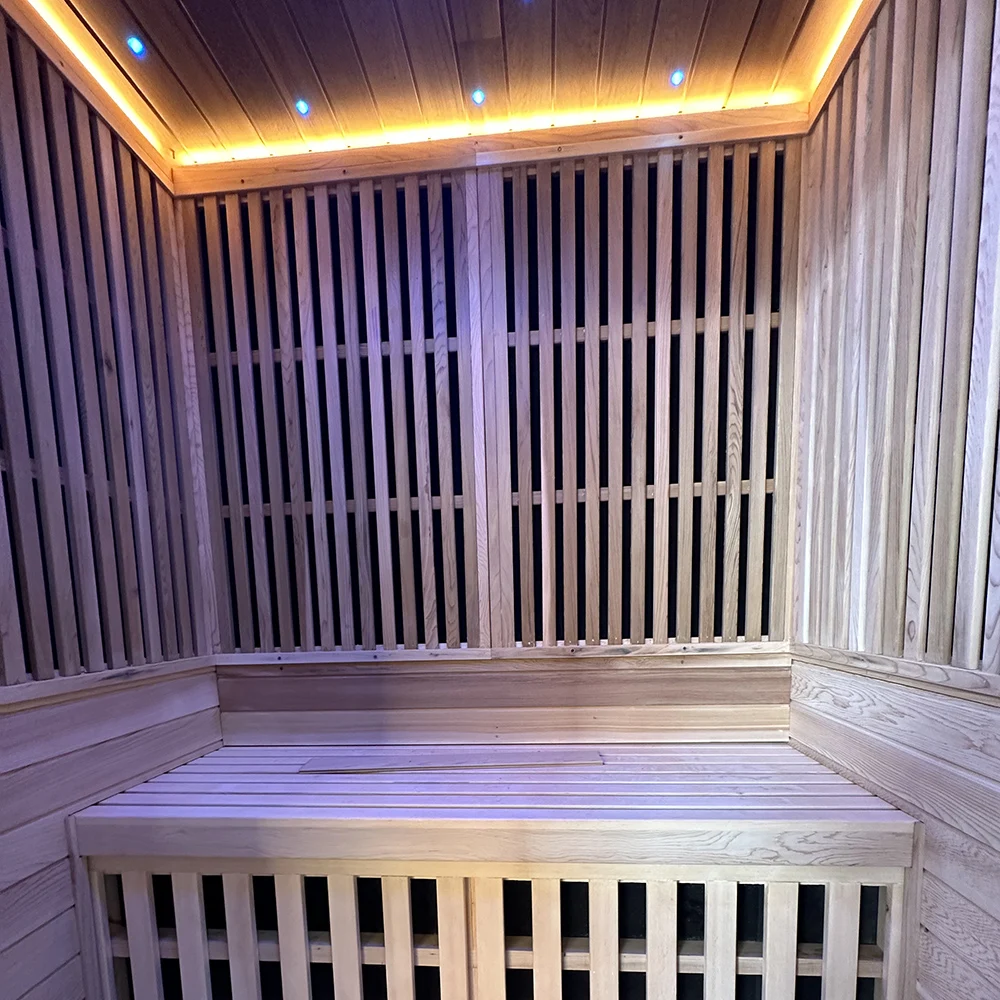 Indoor 4 people traditional solid wood red cedar steam sauna room using electric furnace wholesale price