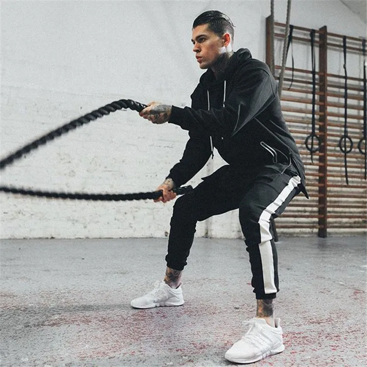 Mans Track Cuff Jogger Sweat Pants Drawstring Running Pants Mens Cotton Sweatpants With Zipper Pockets